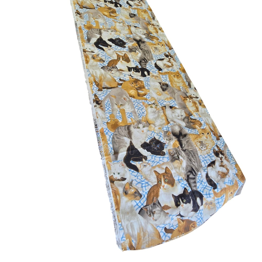 Vintage Daisy Kingdom Fabric Cats Meow Allover Yardage 45" x 98" Kitten Quilting